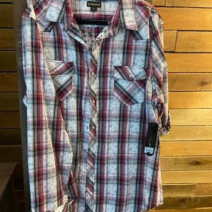 Helix Red and White Casual Button Down Shirt